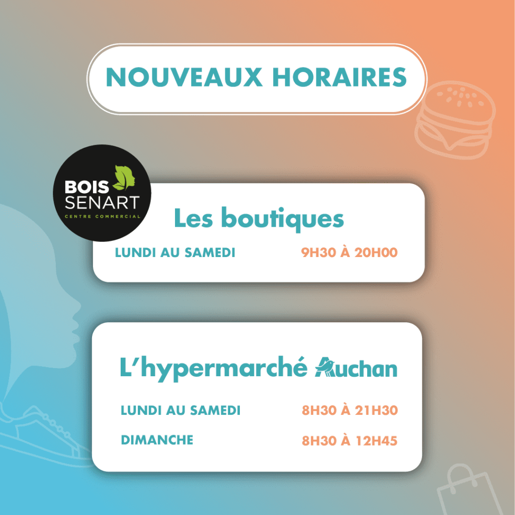 Nouveaux horaires centre commercial Bois Sénart